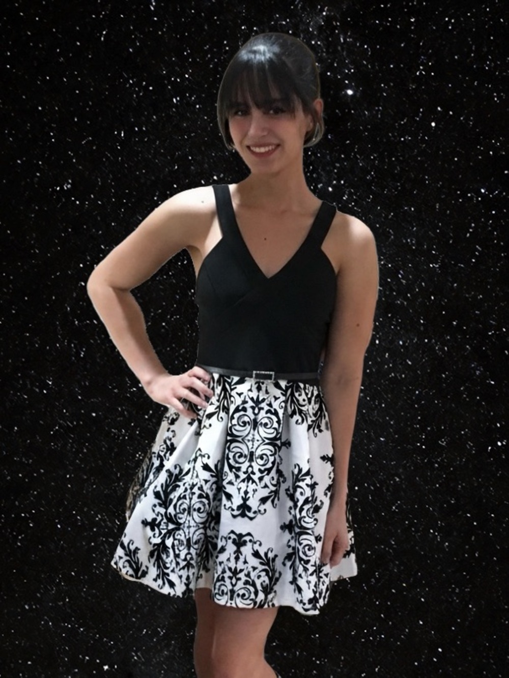 Crystal Doll
Black White Damask Fit Flare Party